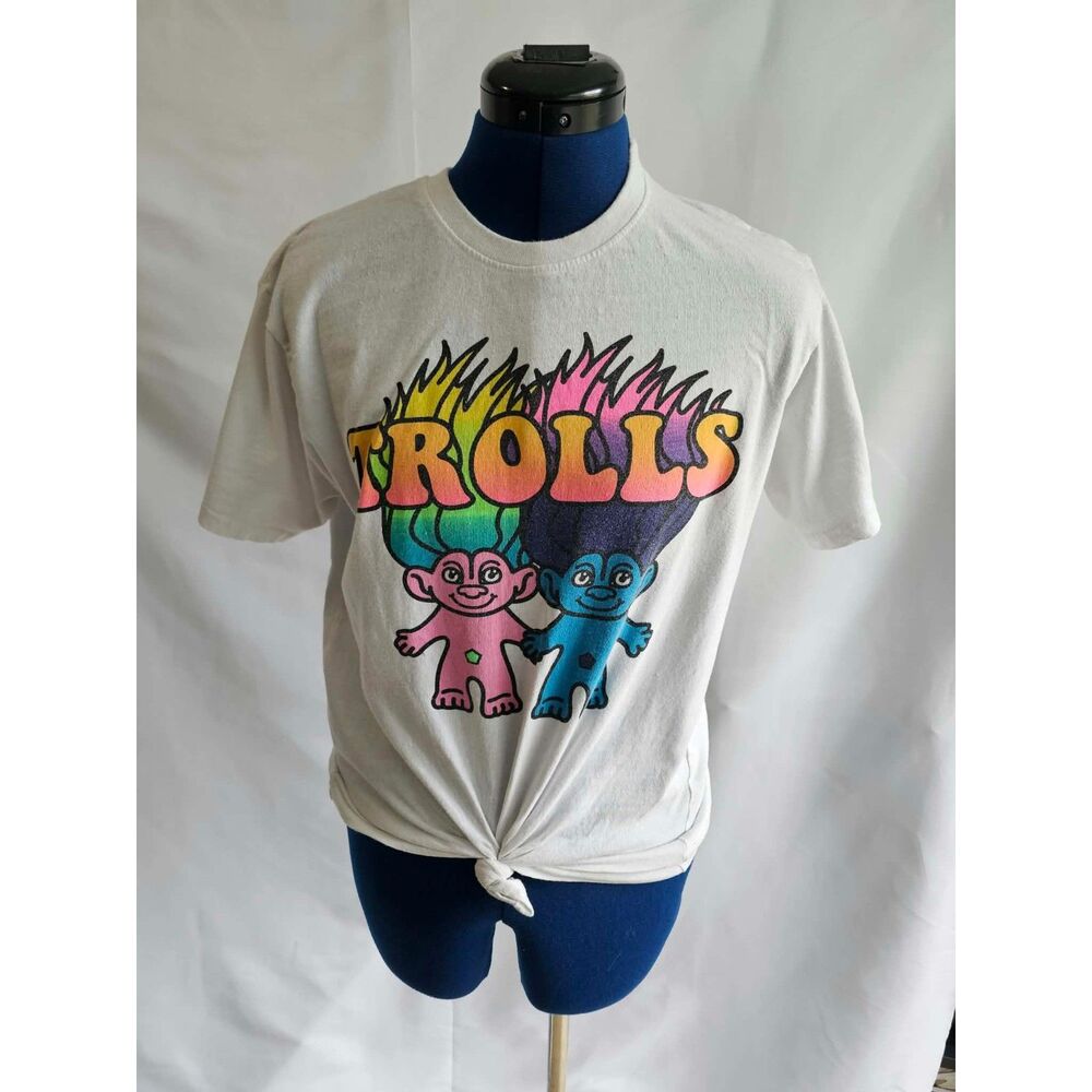 Good Luck Trolls 60th Anniversary Retro Graphic Tee Shirt M Y2K Colorful